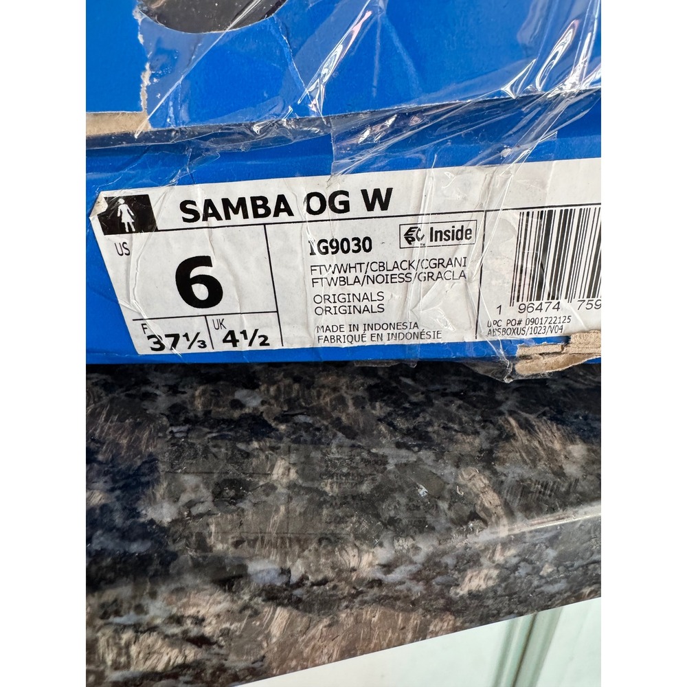 Adidas Samba OG W White Black Granite Gum Sneakers IG9030 Womens Size 6 NEW - Picture 8 of 9